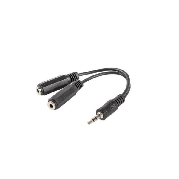 Kabel adapter Lanberg Minijack 3,5mm (M) -> 2x Minijack 3,5mm (F) 0,1m czarny
