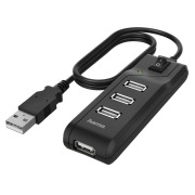 Hub USB 2.0 Hama USB-A - 4x USB-A z włącznikiem czarny