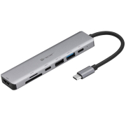 Kabel adapter 7w1 Tracer A-2, USB Type-C z czytnikiem kart, HDMI 4K, USB 3.0, PDW 60W