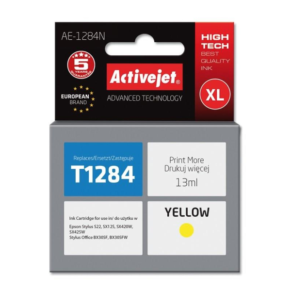 Tusz Activejet AE-1284N (zamiennik Epson T1284; Supreme; 13 ml; żółty)