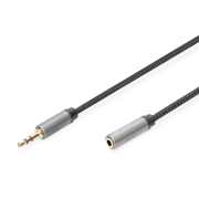 Kabel przedłużający audio DIGITUS PREMIUM MiniJack Stereo Typ 3.5mm/3.5mm Ż/M nylon 1m