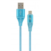 Kabel USB 2.0 (AM/microUSB M) 1m oplot tekstylny turkusowo-biały Gembird